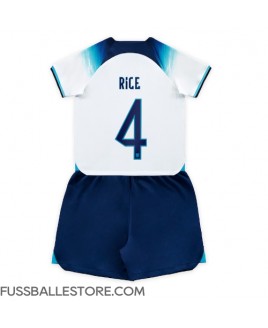 Günstige England Declan Rice #4 Heimtrikotsatz Kinder WM 2022 Kurzarm (+ Kurze Hosen)